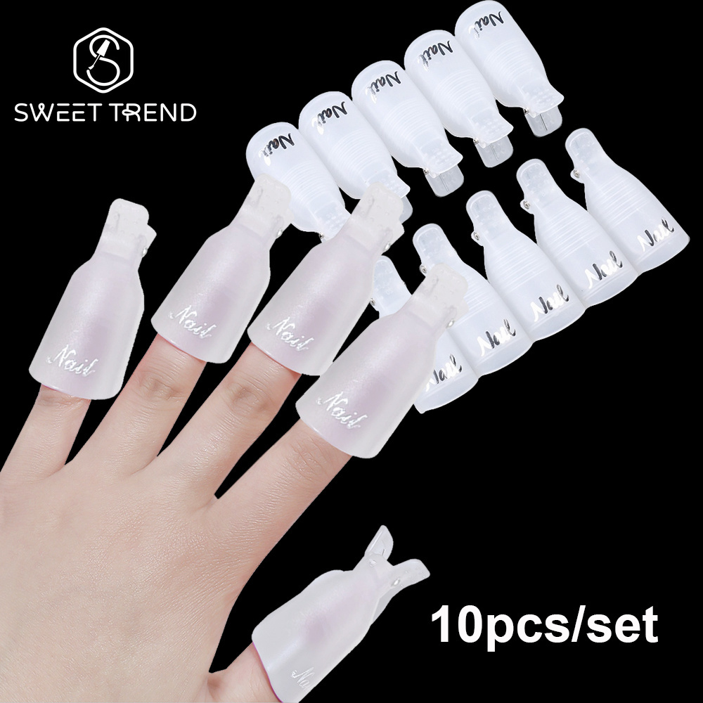Hair Care Gel - SWEET TREND-10個/セット プラスチックアクリルネイルアートソークオフキャップクリップ UVジェルポリッシュリムーバーラップツール ジェルネイルポリッシュリムーバークリップ