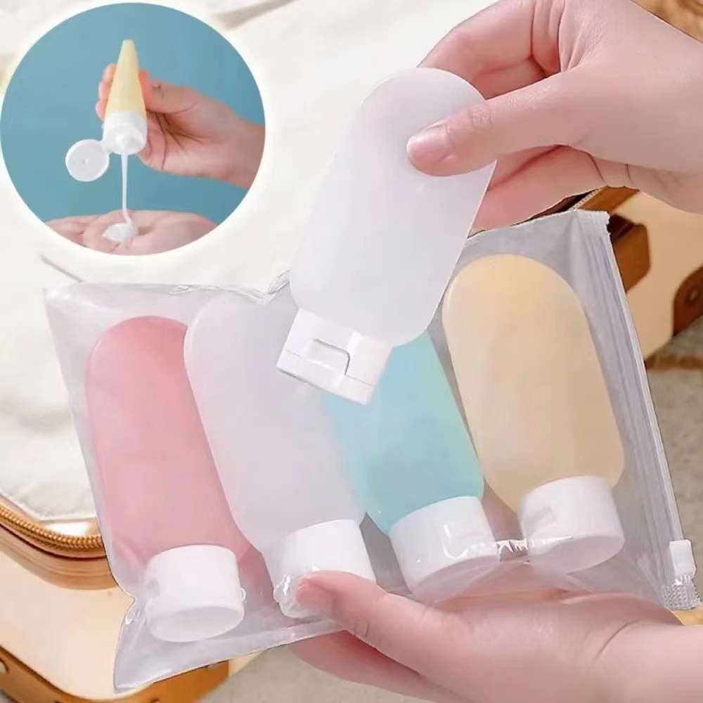 Dry Shampoo Travel - 4個入り60mlトラベル詰め替えボトル、シャンプーローション用ソフトスクイーズチューブ空容器、ポータブル漏れ防止スクイーズボトル