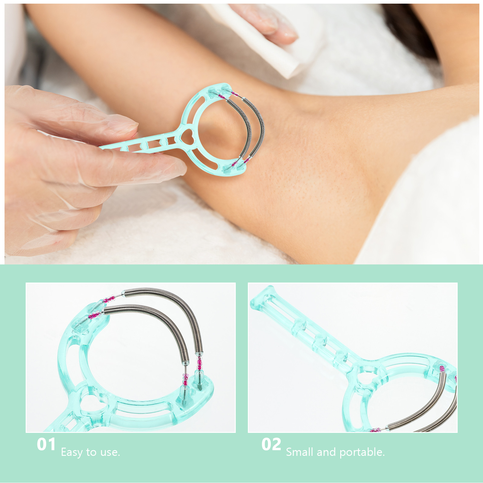 Hair Care Clinic - 顔の毛リムーバー スプリング脱毛器 眉毛ツール ポータブル 無痛脱毛 顔剃り