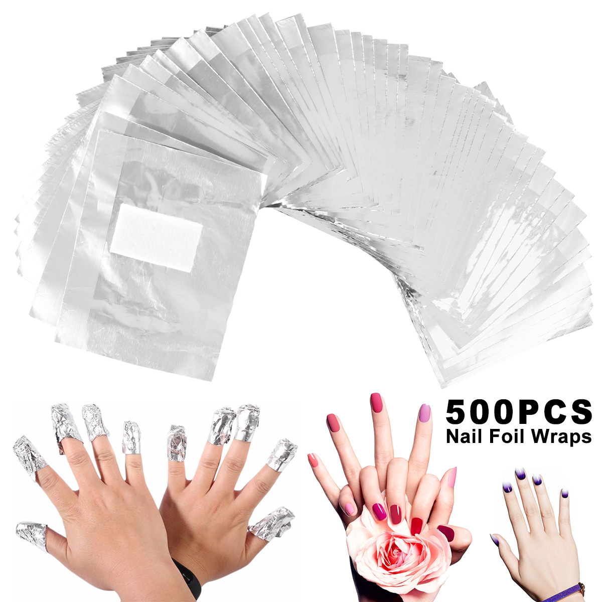 Hair Care Gel - 500/1000枚入り アルミ箔ジェルネイルリムーバーワイプ ポリッシュ除去 アクリルUVジェルリムーバーラップ アセトン入り マニキュアツール