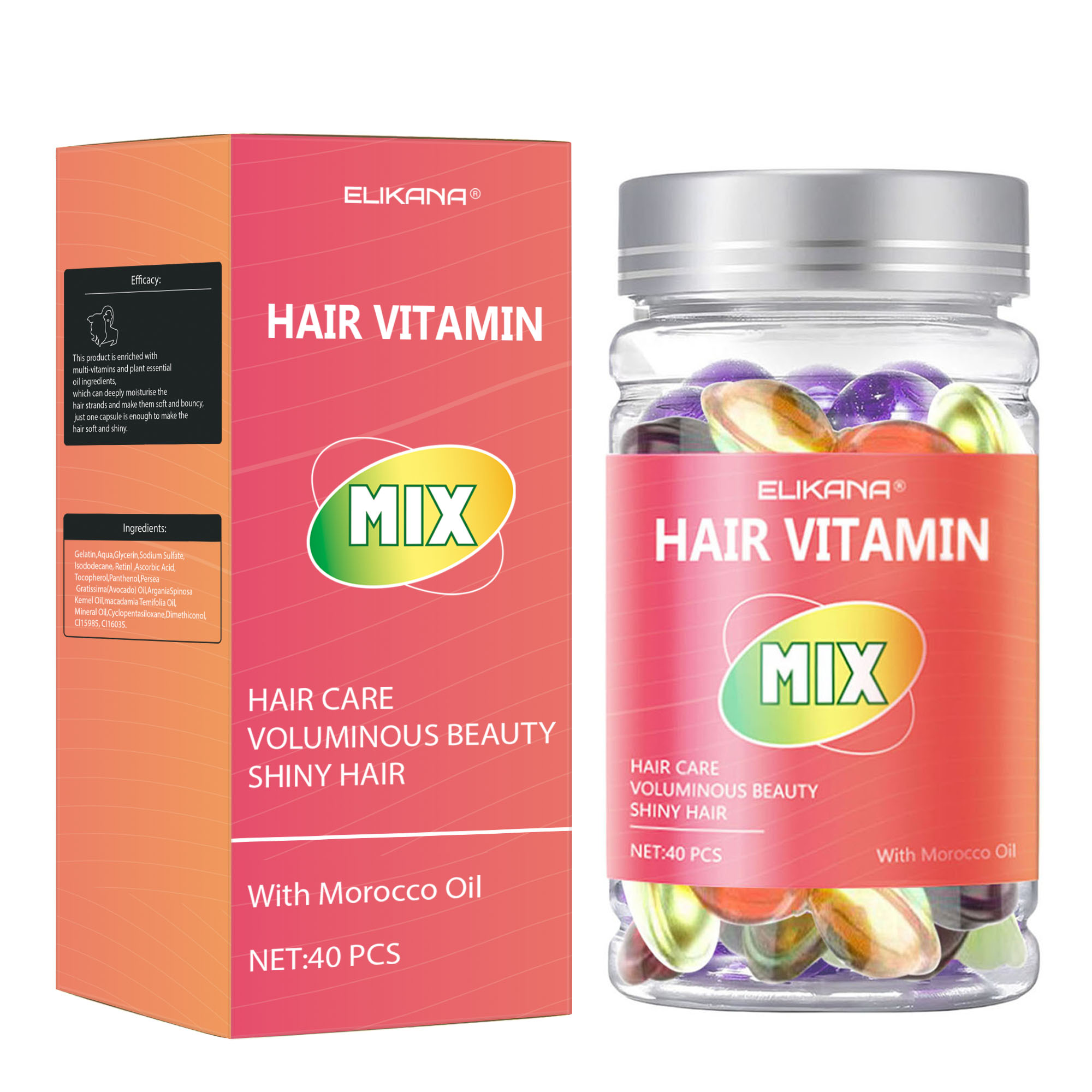Hair Care Capsule - マルチビタミンヘアケアサプリメント40カプセル、髪の保湿、美化、輝きを高めるのに非常に適しています。