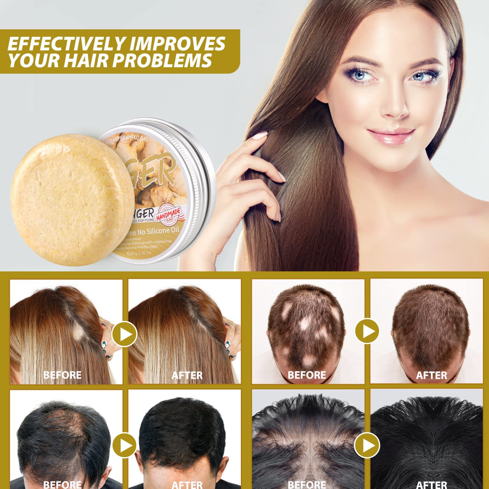 ジンジャーシャンプー抗脱毛石鹸白髪黒ずみシャンプー 100% - Hair Care Loreal のレビューと価格