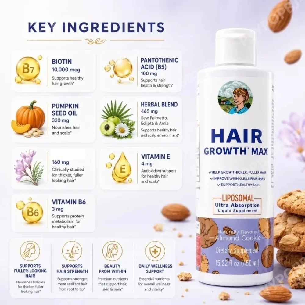 リポソーマル育毛液、ノコギリヤシ＆ビオチン配合で3週間で髪を - Hair Care Capsule のレビューと価格